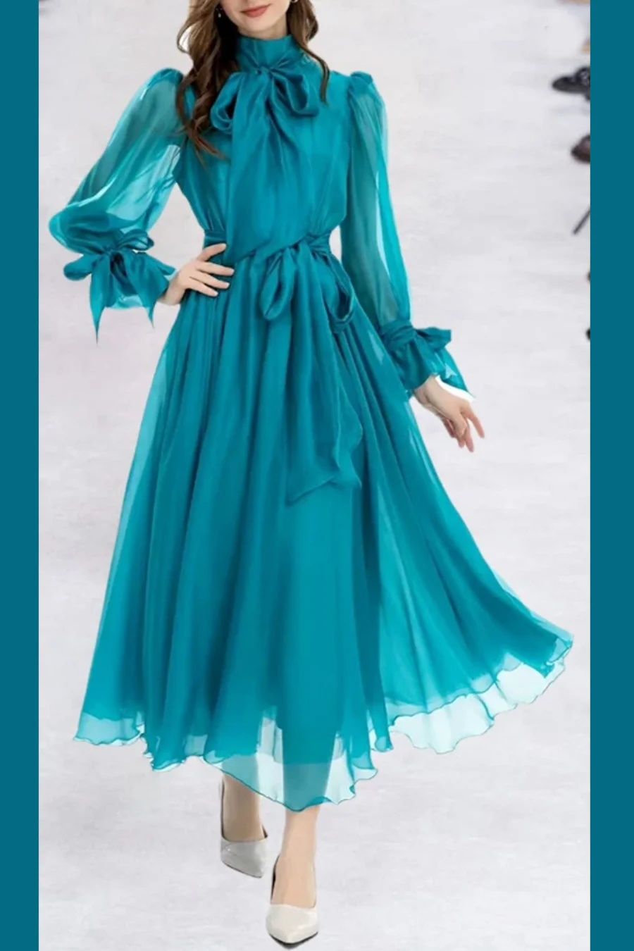 W51124 DRESS (TEAL, PINK, WHT) - Image 3