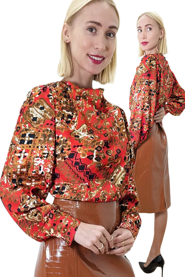 W5381 DROOP NECK TOP (RED, GRN) - Image 2