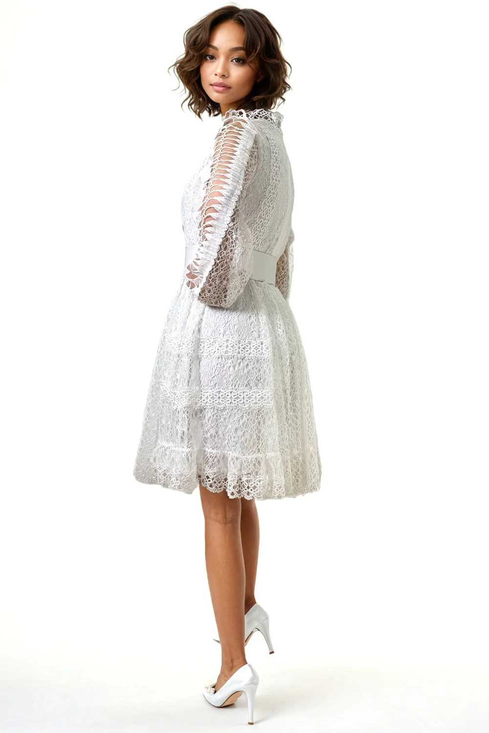 W5713 BELTED LACE DRESS - Image 2