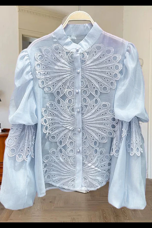 W5897 PUFF SLEEVE LACE TOP (SMALL ONLY) - Image 3