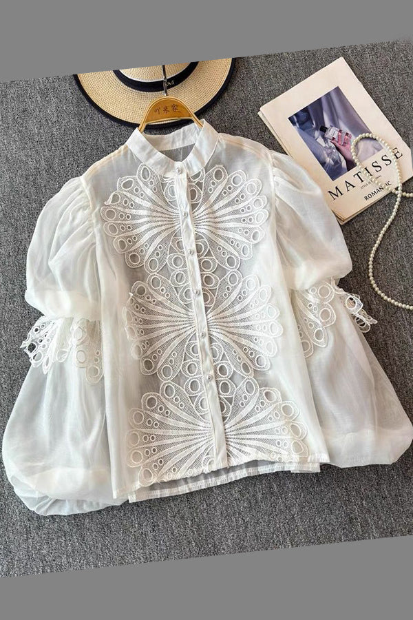 W5897 PUFF SLEEVE LACE TOP (SMALL ONLY) - Image 4