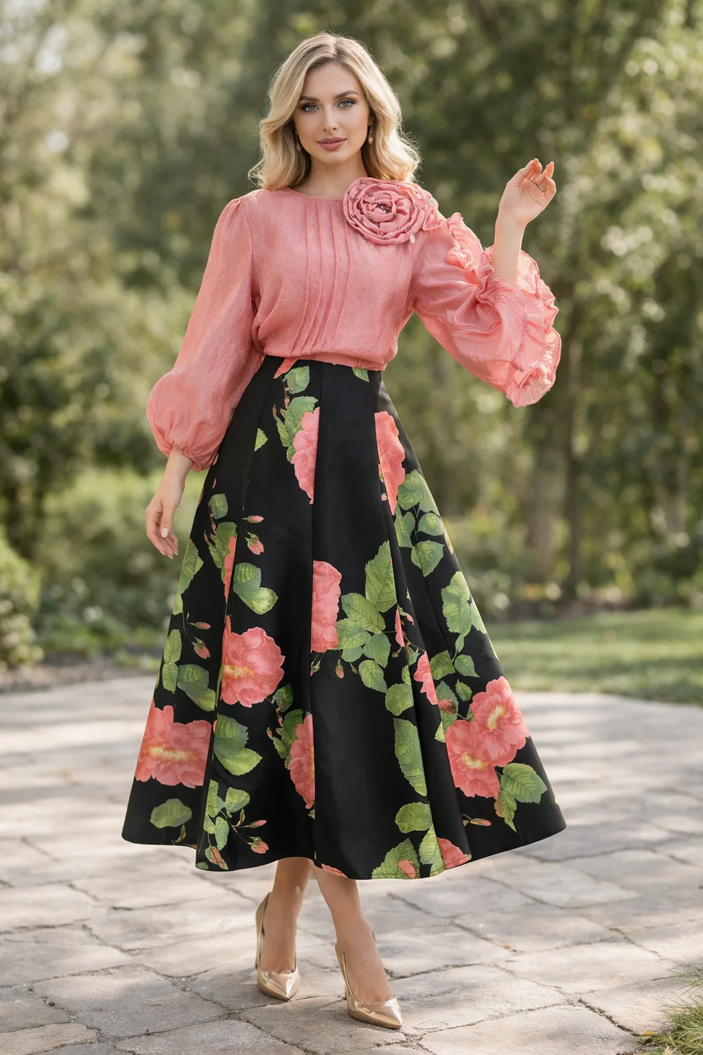 W5943 RUFFLE FLOWER TOP - Image 2