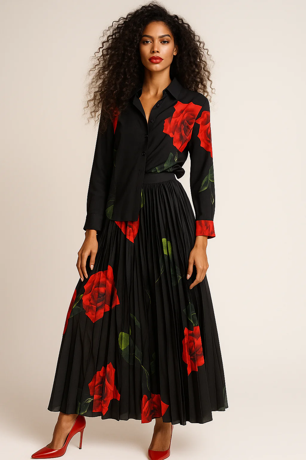 A95016A ROMANTIC ROSE CO-ORD SKIRT SET