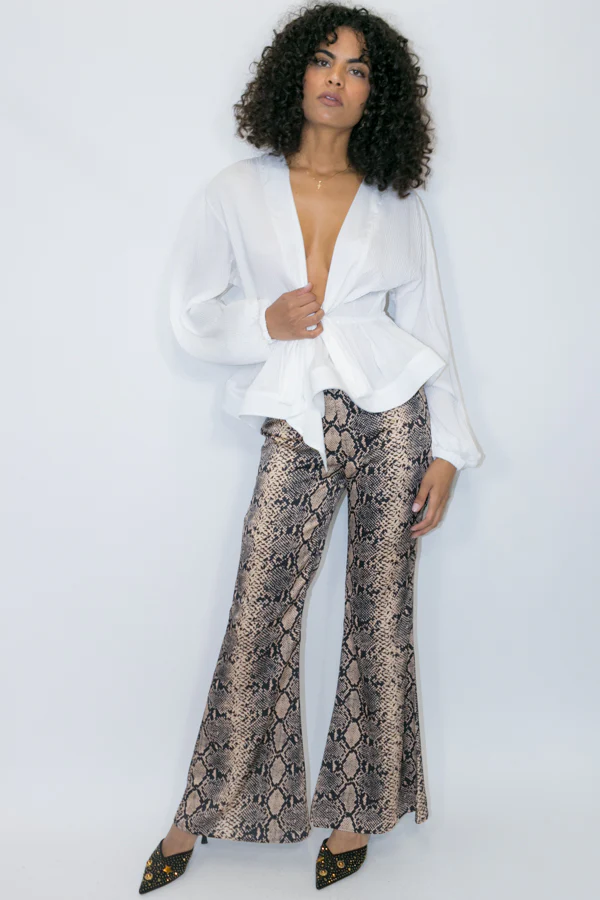 W765 SNAKESKIN FLARED PANTS (XXL ONLY)