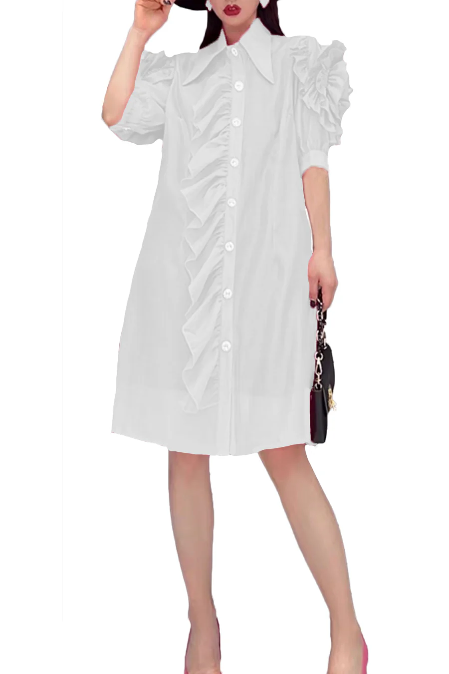 W8612 DRESS (PINK, WHT, GRN) - Image 3
