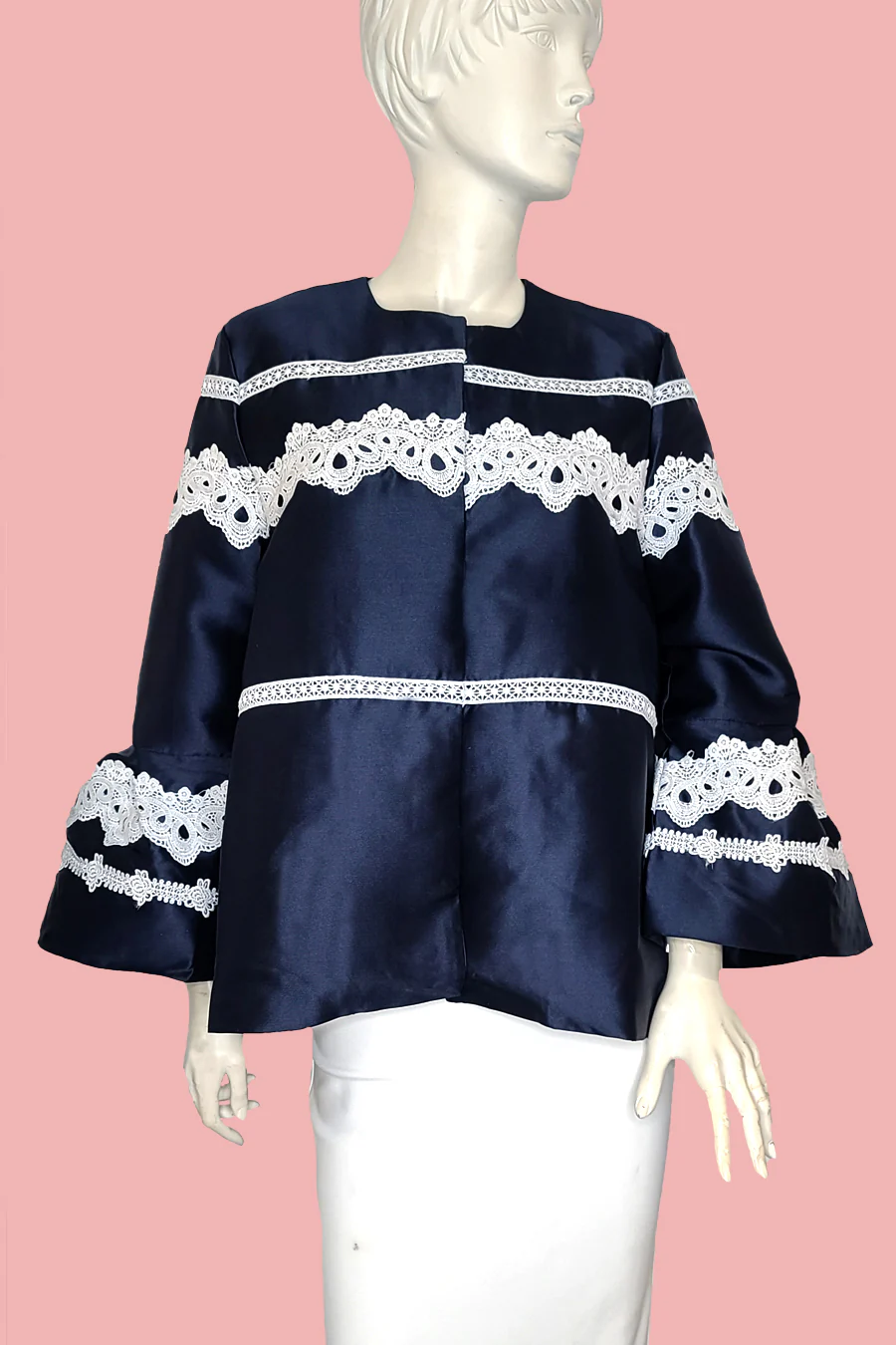 X6822 SATIN & LACE JACKET TOP (PINK, BLUE, RED)
