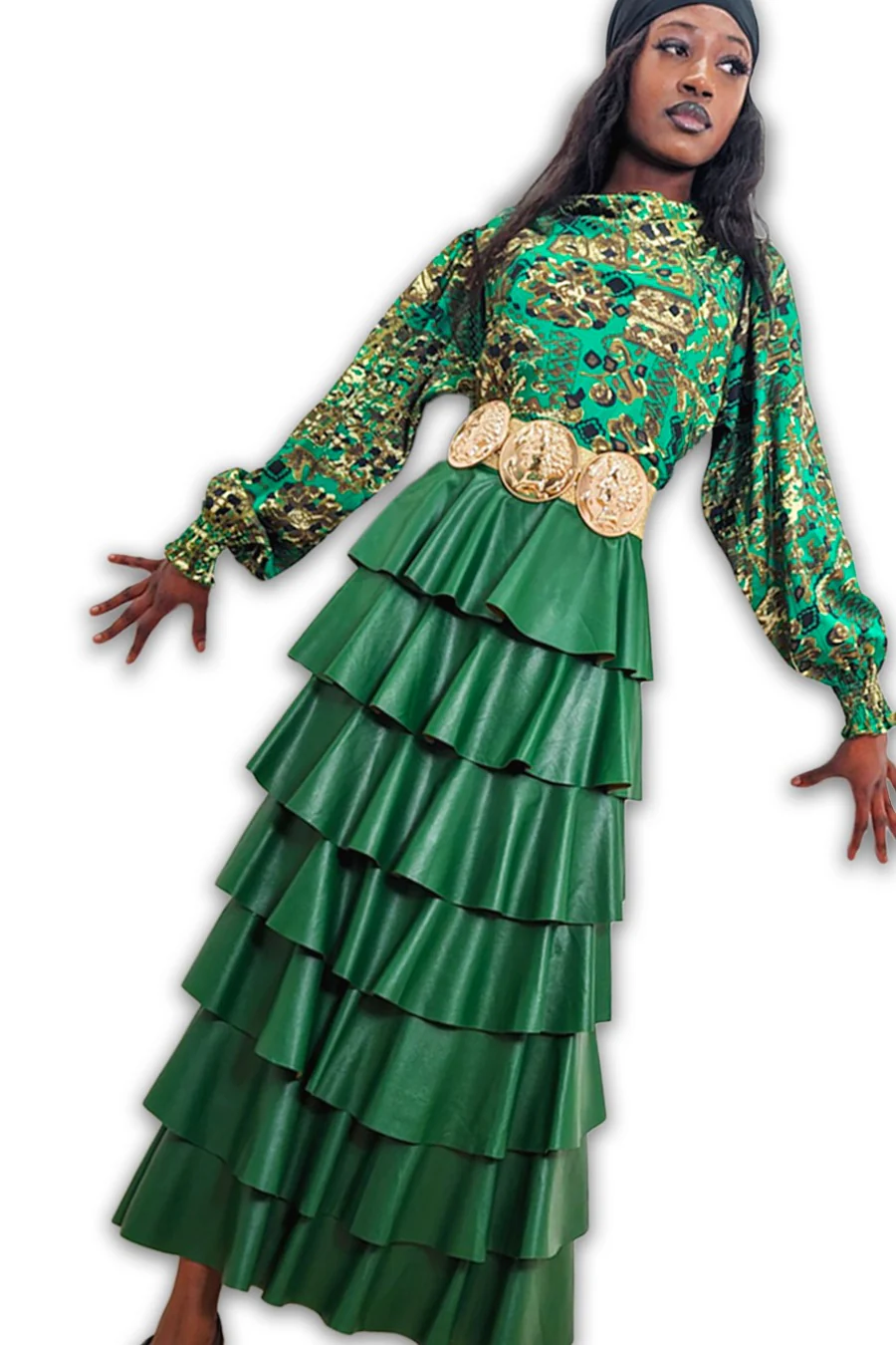 X7069 SKIRT (GRN, BLK) - Image 3