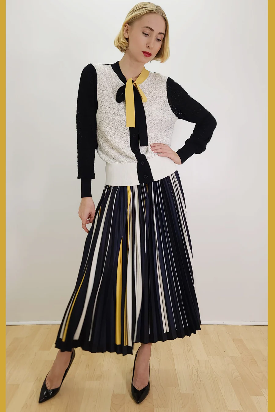 X7506 MULTICOLOR PLEATED MIDI SKIRT - Image 2