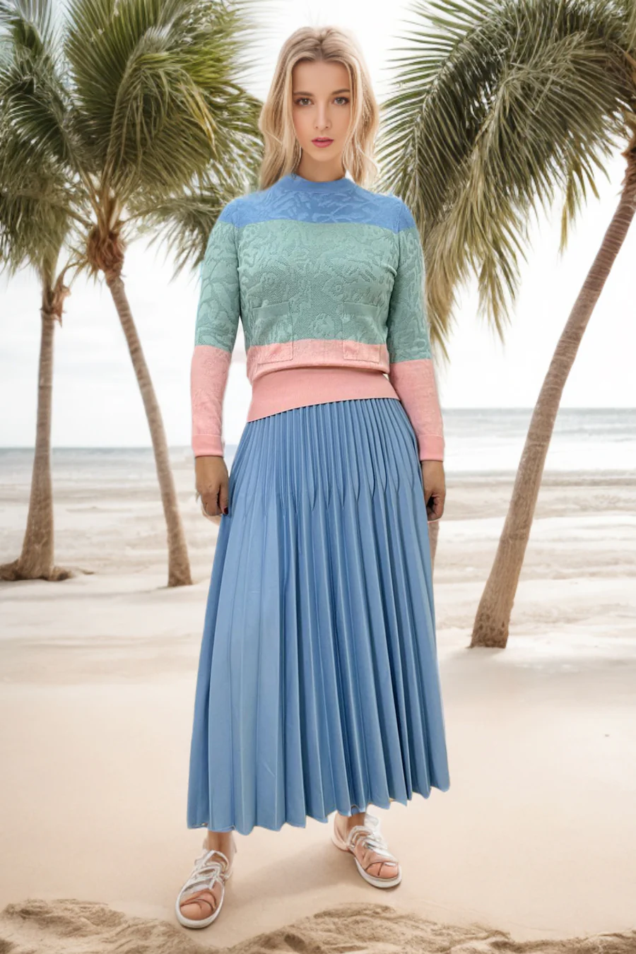X7539 SKIRT (BLK, LIGHT BLUE, PINK) - Image 4
