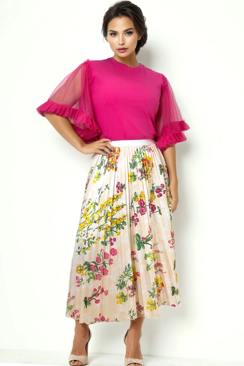 X7640 FLORAL PLEATED SKIRT - Image 2