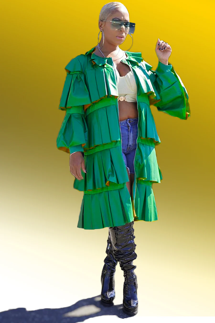 X7657 DRESS (BUTTER, GRN, WINE) (S, M, XXXL) - Image 2