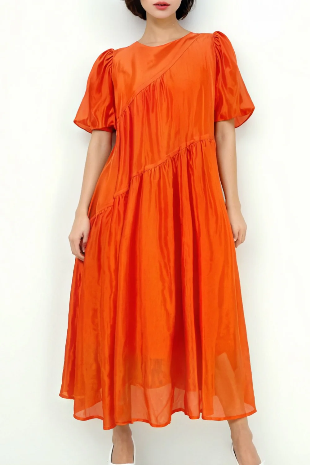 GF1028 DIAGONAL TIERED DRESS (WHT, ORG) - Image 3