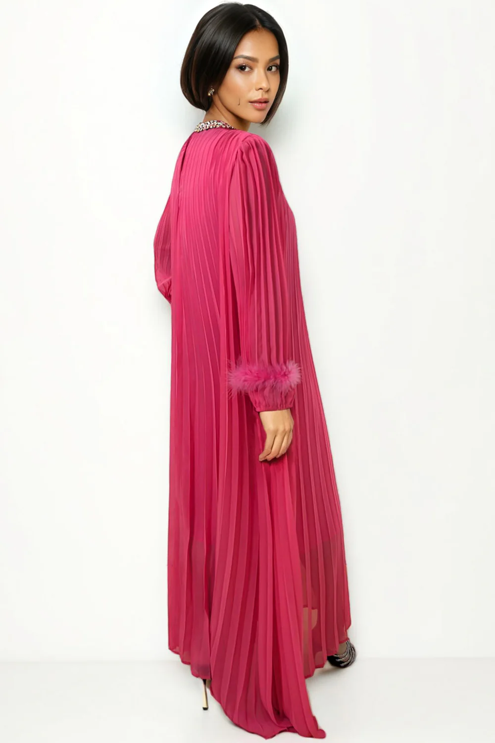 X7855 PLEATED RHINESTONE DRESS - Image 3