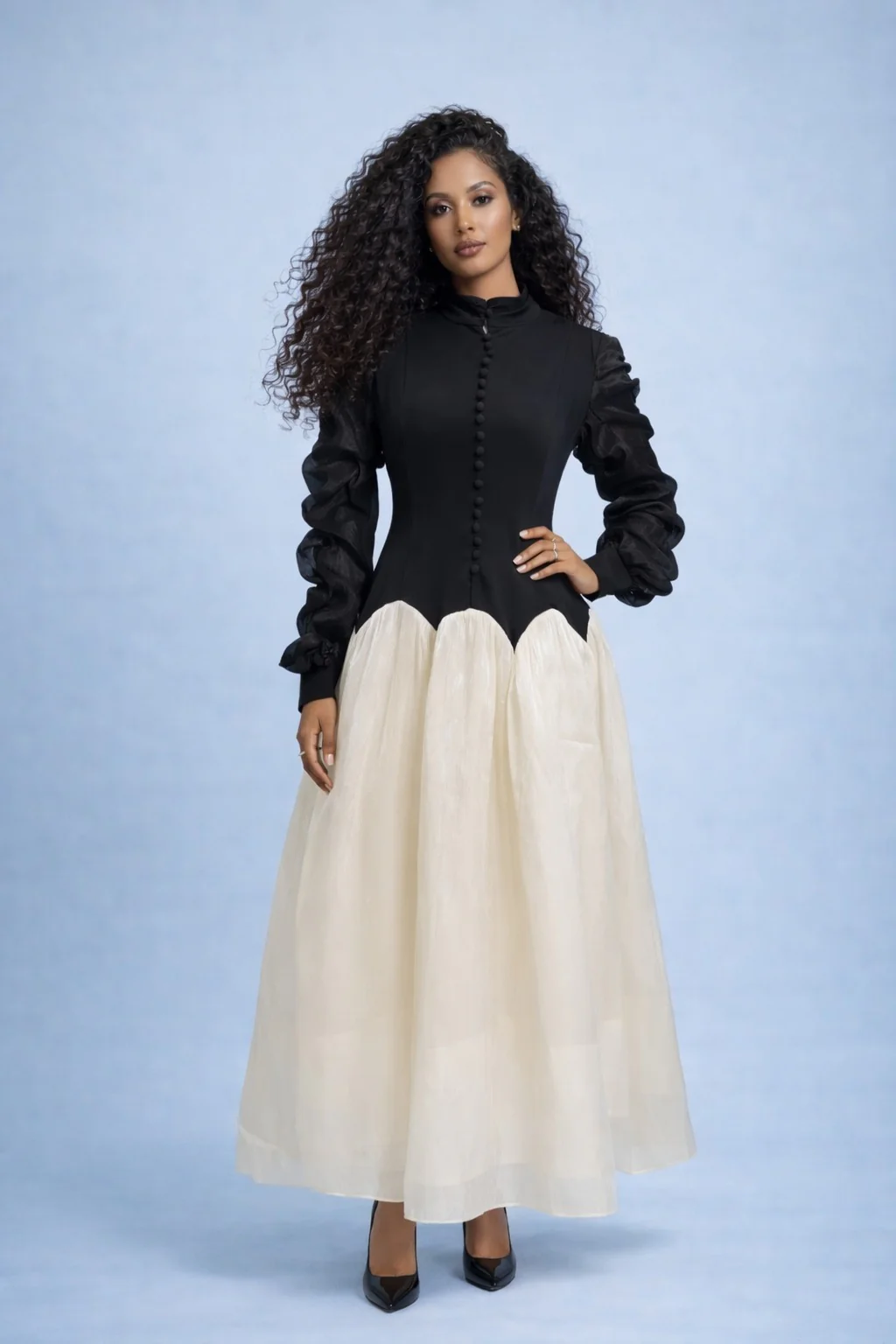 X7859 TWO TONE QUEEN MAXI DRESS