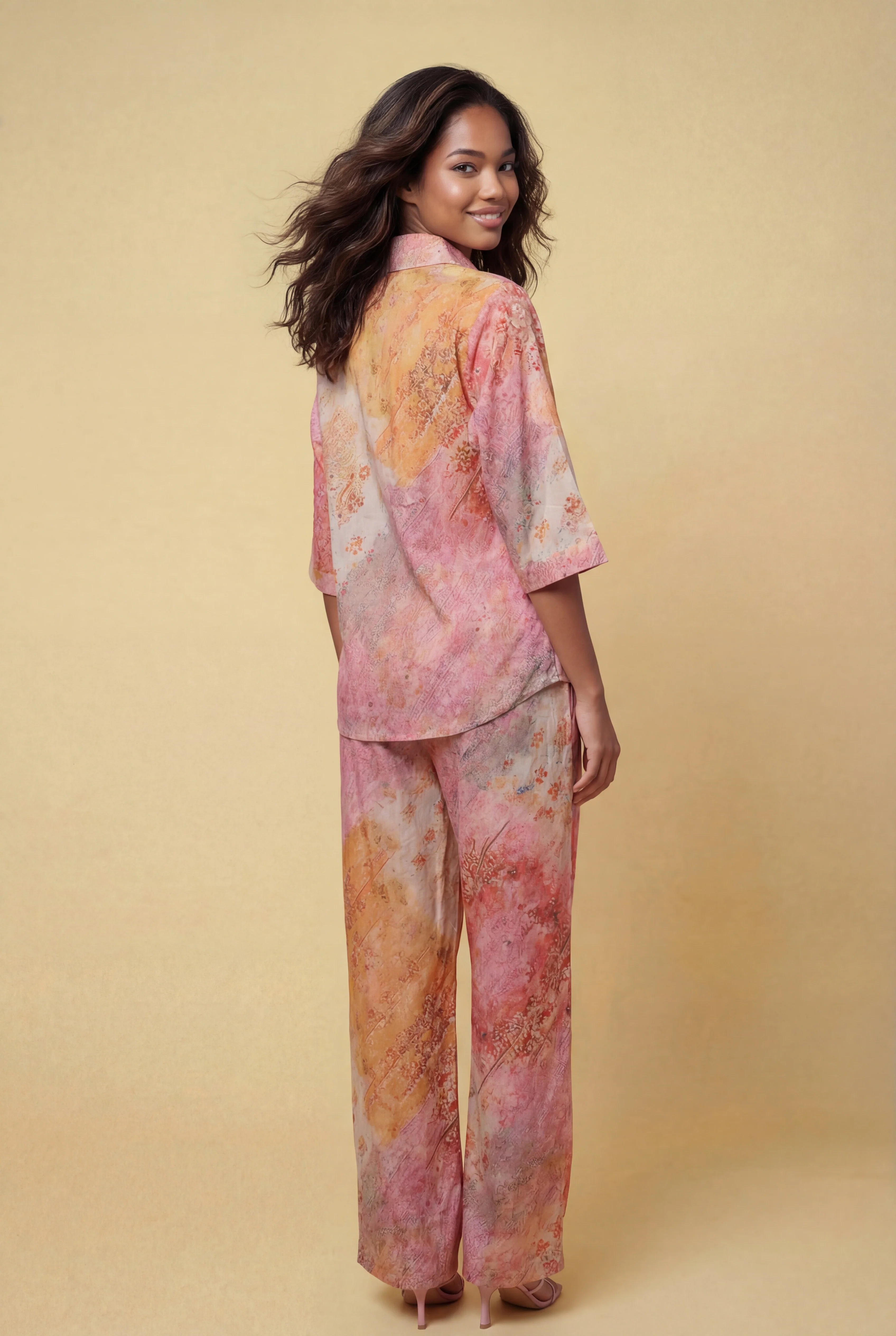 W5977AB SUNSET MARBLE PRINT PANT SET - Image 3