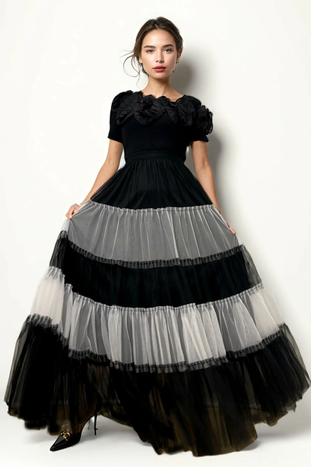 X7953 TIERED TULLE RUFFLE SKIRT