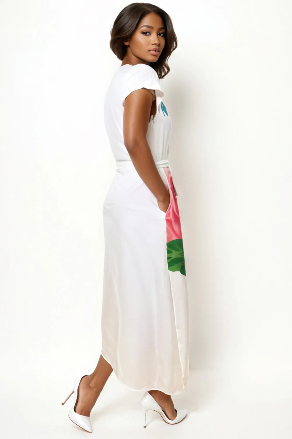 X7962 FLORAL CAP-SLEEVE DRESS - Image 3