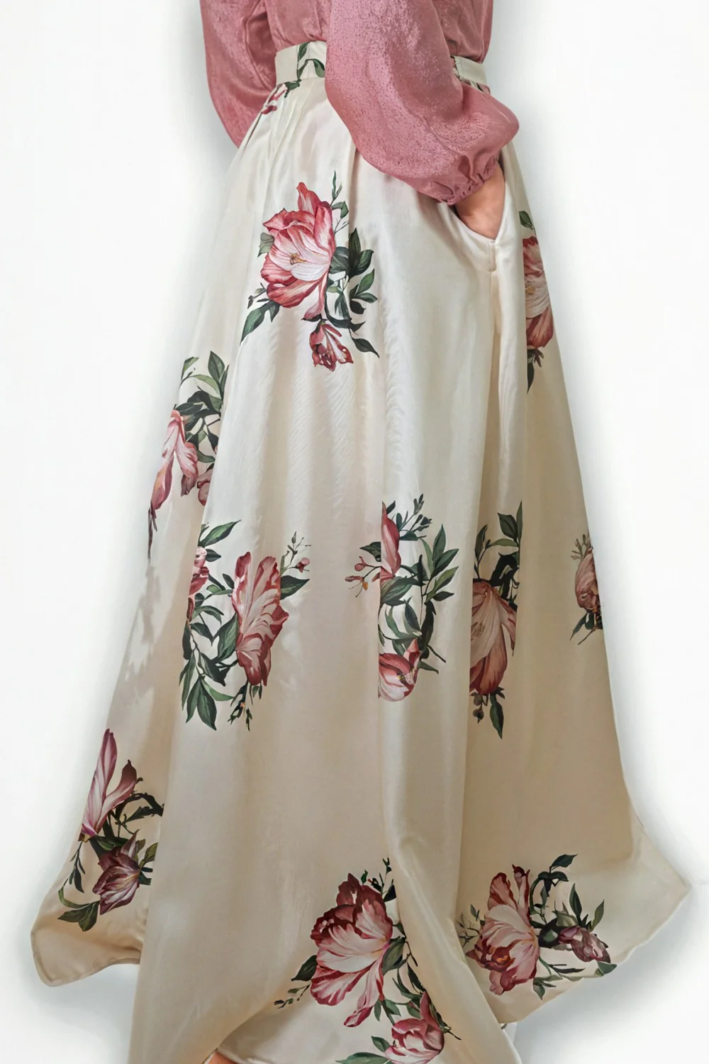X8001 SUPER LONG PRINT SKIRT (BLK, BEIGE) - Image 4