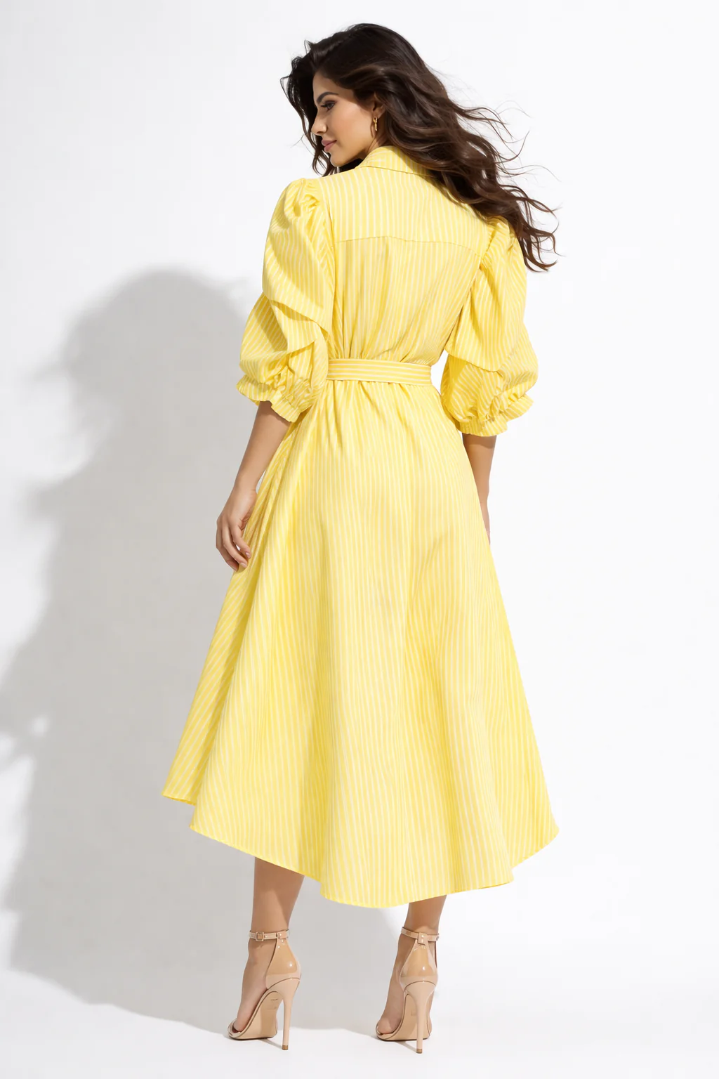 X80311 PINSTRIPE MIDI DRESS (YLW, BLU, GRN) - Image 4