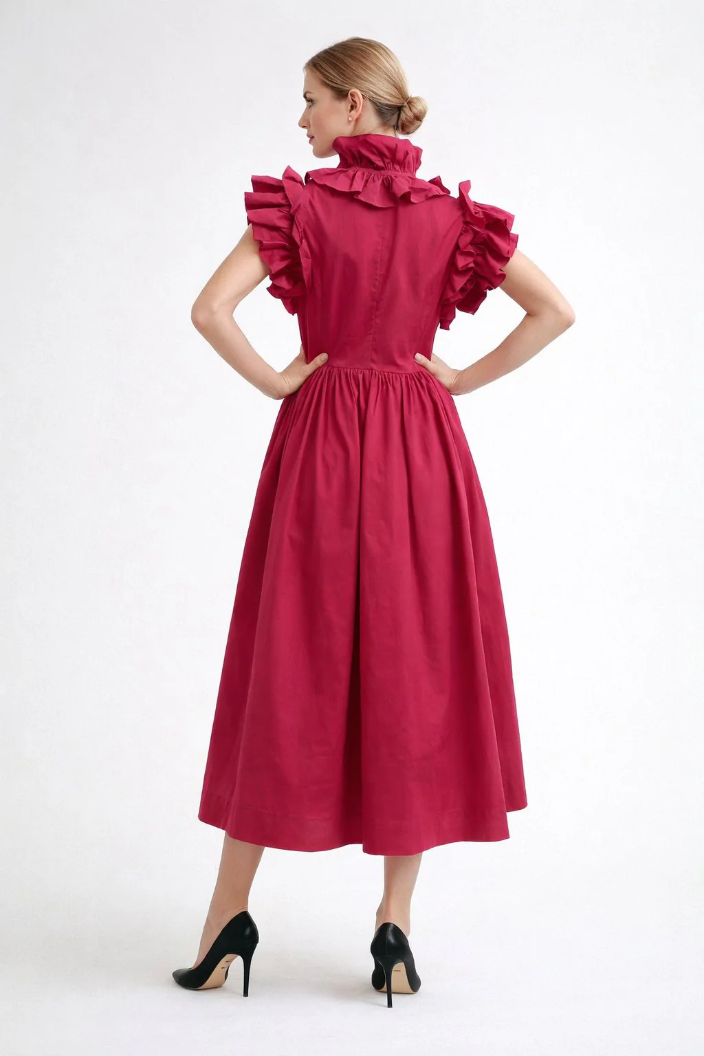 A95053 CHIC RUFFLE-TRIM MIDI DRESS - Image 2