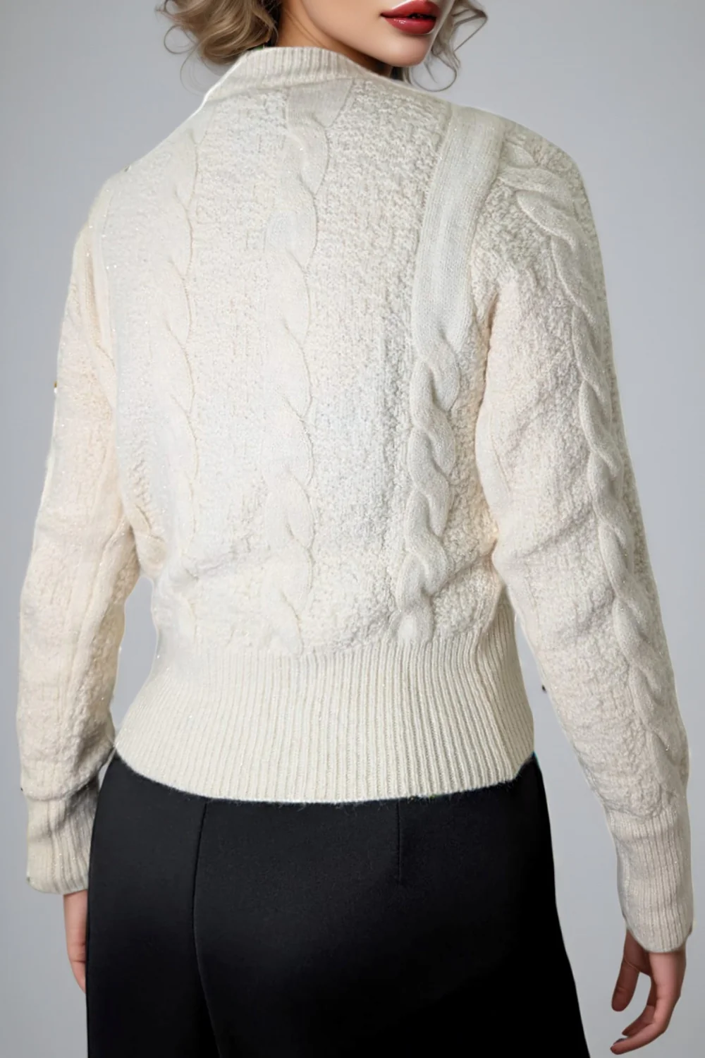 ZL005 ROUND NECK CARDIGAN SWEATER - Image 2